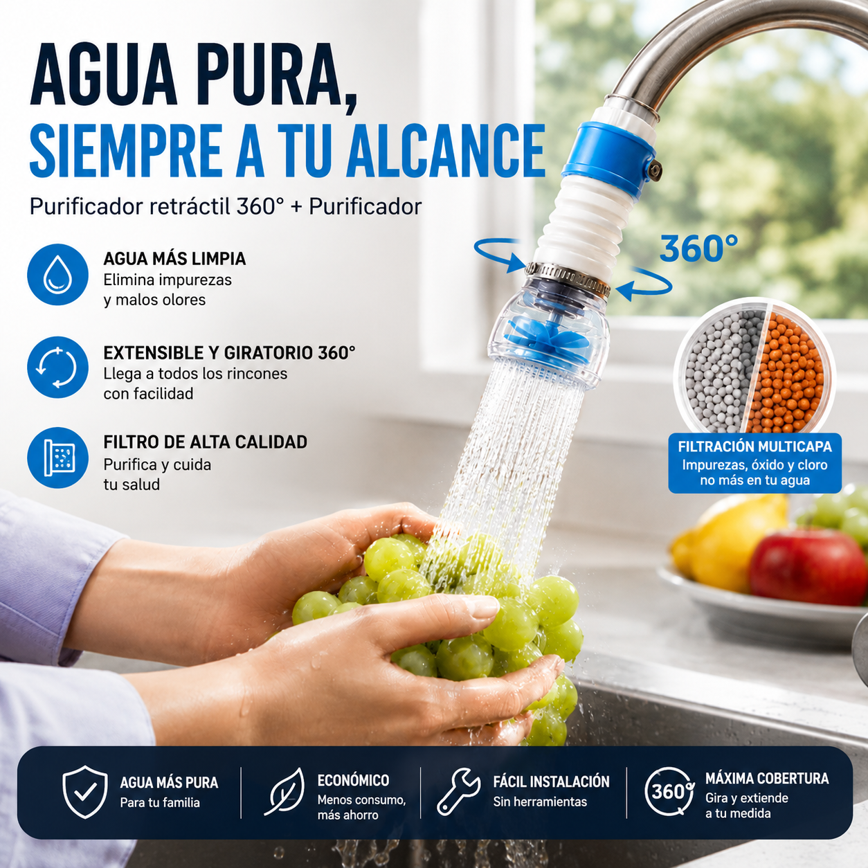 X - PURIFICADOR RETRACTIL 360° + PURIFIC