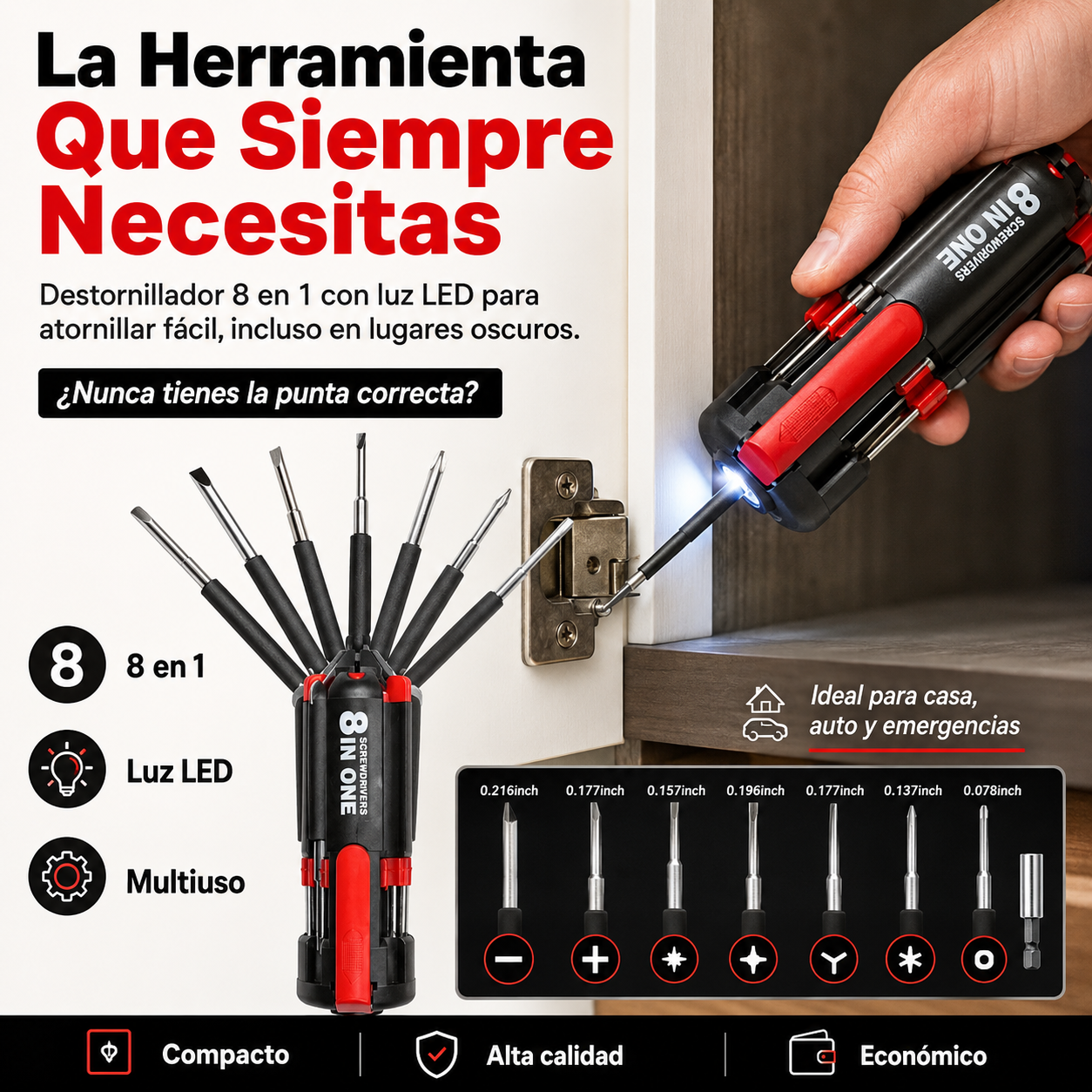 J Destornillador 8 En 1 Con Luz