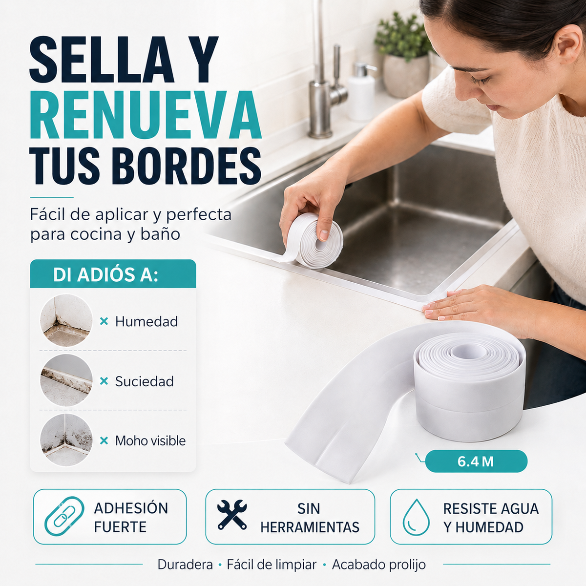 ¿Cansado de limpiar esos bordes dañados y que siempre vuelvan a verse sucios?