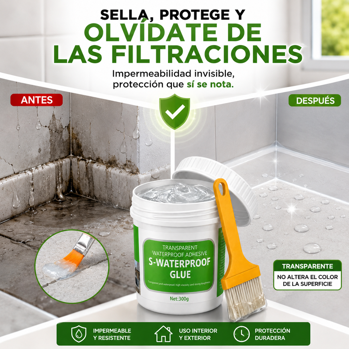 UPSELL 1 CLICK - CEPILLO 9 EN 1 - SHAFIK - Gel Sellador Impermeable 300gr