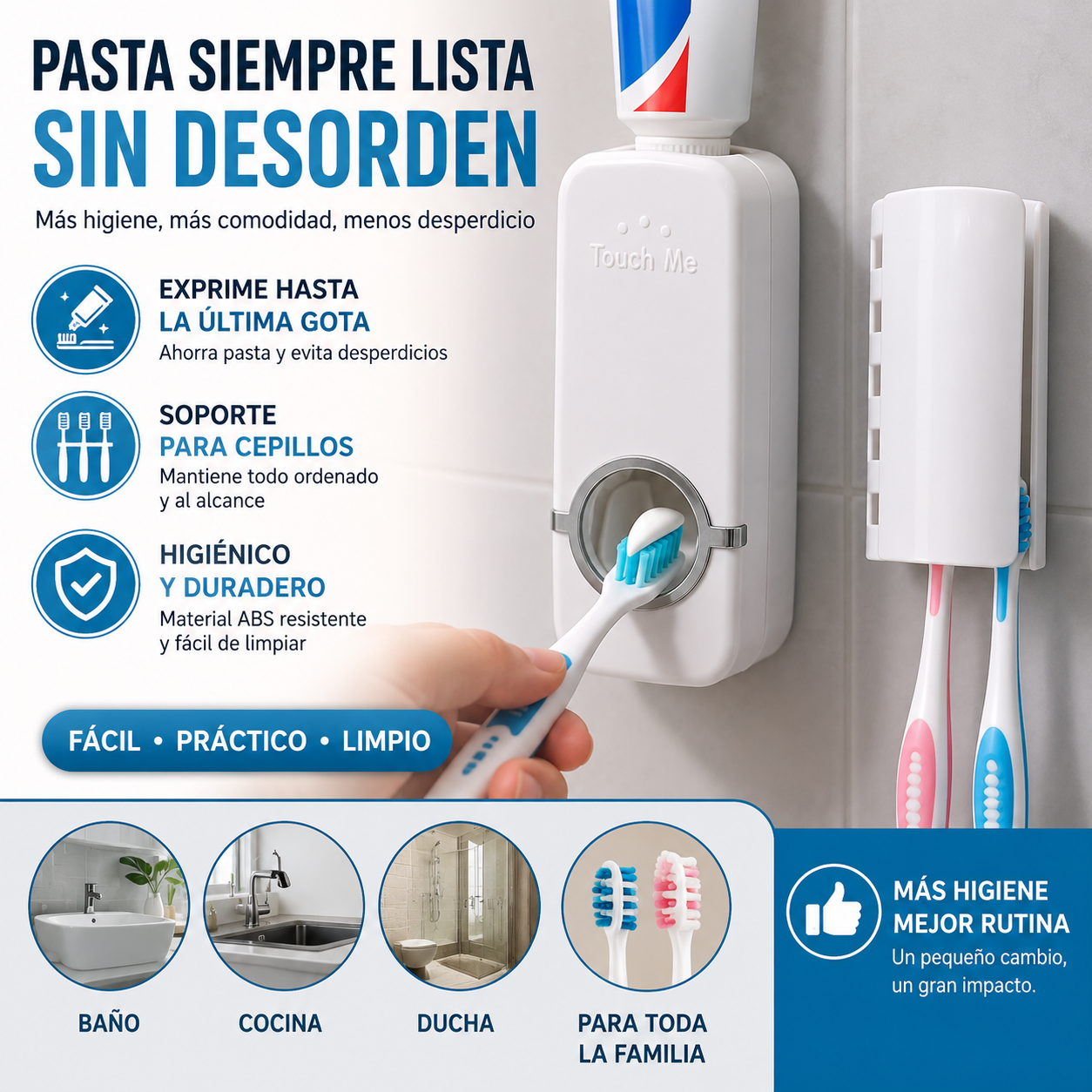 Portacepillos con Dispensador de Pasta