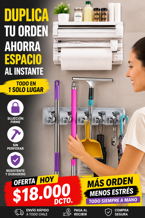 Estante para Escobas, Mopas y Trapeador