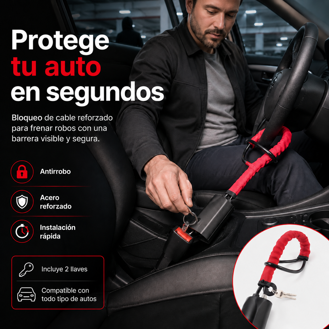 Tranca Volante Al Cinturon De Seguridad