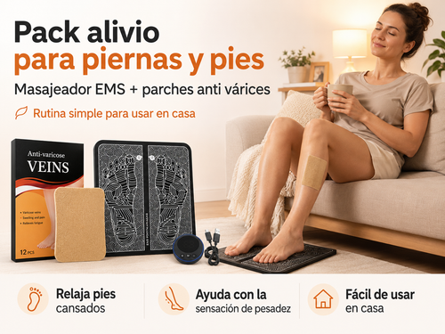 PARCHE VARICES Y MASAJEADOR DE PIE PACK